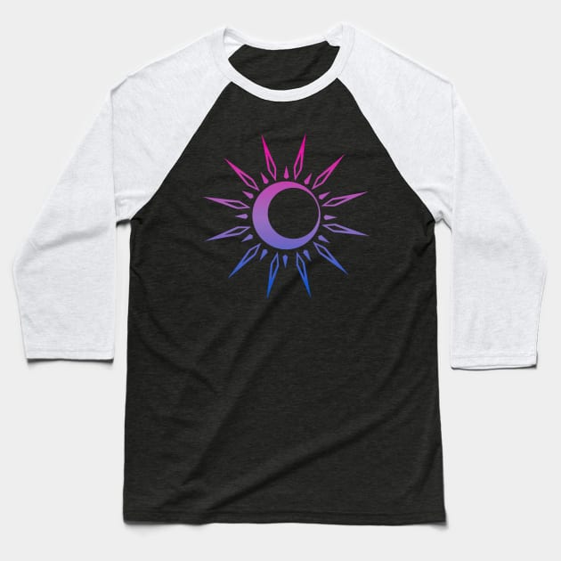 Bisexual Celestial Spiritual Bi Pride Flag Sun Moon Boho Yoga Baseball T-Shirt by AmbersDesignsCo